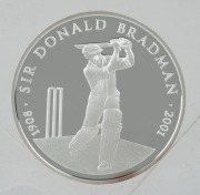 2001 Sir Donald Bradman $5 silver proof coin (1oz) in case of issue by the Royal Australian Mint in conjunction with the Perth Mint. - 2