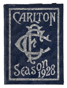 1928 Carlton: member's season ticket (#3158 R. Peverell), with fixture list and holes for each game attended. Very Good condition.