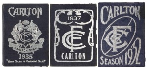 1932, 1935 & 1937 Carlton: member's season tickets (#3158 R. Peverell), with fixture list and holes for each game attended. Good/VG condition. (3).