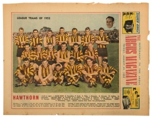 The Argus Magazine Supplements: collection of 1952 full-page team photos (5 teams - Fitzroy, Hawthorn, St. Kilda, Melbourne & North Melbourne) plus full-page team head-and-shoulders portraits (7 teams - Richmond, South Melbourne, Footscray, Carlton, Essen