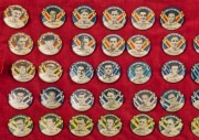 The Argus 1950-51 cricket series badges: a collection of 73 different, featuring Australian Test Team players, Australian State Players, English County players and two mascot types; attractively mounted in a presentation box. The most extensive range of t - 2