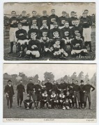 CARLTON POSTCARDS: A group comprising "Carlton Football Club, Premiers 1906-7. Hoisting Premiership Flag" coloured image with advertising for Ruby Cycles; a photo PC by J.E. Barnes (with advertising for Lincoln, Stuart & Co., General Outfitters) of the 19 - 2