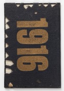 1916 Carlton membership season ticket (#1988), black buckram cover with gilt club name and year; the interior surfaces with printed details of the club leadership, the fixtures for the club and a hole punched for each game attended,, overall 9.1 x 12.1cm - 2