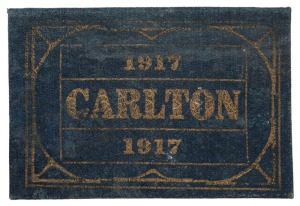 1917 Carlton membership season ticket (#155), deep blue buckram cover with gilt club name and year; the interior surfaces with printed details of the club leadership, the fixtures for the club and a hole punched for each game attended, overall 9.2 x 12.5c