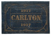 1917 Carlton membership season ticket (#155), deep blue buckram cover with gilt club name and year; the interior surfaces with printed details of the club leadership, the fixtures for the club and a hole punched for each game attended, overall 9.2 x 12.5c