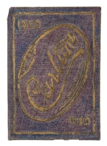 1920 Carlton membership season ticket (#792), blue buckram cover (front faded) with gilt club name and year; the interior surfaces with printed details of the club leadership, the fixtures for the club and a hole punched for each game attended, overall 8.
