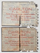 1940 & 1941 Carlton membership season tickets (#236), blue/black buckram covers with silver club logos and text; the interior surfaces with printed details of the club leadership, the fixtures for the club and holes punched for each game attended, each ov - 2