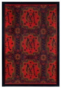MELBOURNE CRICKET CLUB "LONG ROOM" carpet framed display, 100 x 68cm overall