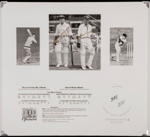 BILL BROWN & ARTHUR MORRIS, original signatures on a limited edition (#345/350) "The Openers" presentation; with PWC Certificate of Authenticity. 30 x 32cm.