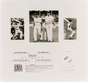 BOB SIMPSON & BILL LAWRY "The Openers" photographic display signed by both batsmen, with the main image showing them walking out to the crease; limited edition (#207/350) with PWC/Legends CofA. Overall 30 x 33cm.