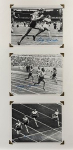 SHIRLEY STRICKLAND, MARJORIE JACKSON & BETTY CUTHBERT individually signed action photographs, each 16 x 20cm. (3).