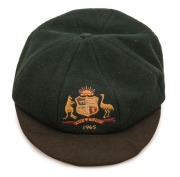 PETER IAN PHILPOTT (1934 - 2021) AUSTRALIAN TEST PLAYER Number 234 Philpott's Baggy Green Cap (with Farmer's label bearing typed player's name) with embroidered Australian coat-of-arms and the date "1965" attractively presented in a glazed timber case and - 2