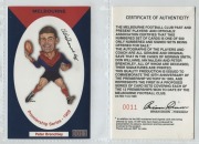 MELBOURNE DEMONS autographed football cards with caricatures by JOHN ROGERS of the 1959 Premiership team. Original autographs except for Don Williams, Ian McLean, Peter Brenchley, and the coach Norm Smith who were all deceased prior to 1999 when this 40th - 2