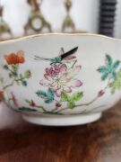 An antique Chinese famille vert bowl adorned with insects and flowers, 18th/19th century, red seal mark to base, ​​​​​​​6.5cm high, 18cm diameter - 5