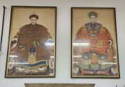 A pair of antique Chinese ancestor portrait paintings, Qing Dynasty, 19th century, ​​​​​​​84 x 53cm each overall - 4