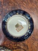 SATSUMA circular lidded box on blue ground, Meiji period, 19th century, six character mark to base, 6cm high, 15.5cm diameter - 6