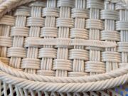BELLEEK antique Irish woven porcelain basket with applied floral decoration, 19th century, impressed mark to base, 9cm high, 22.5cm wide - 5