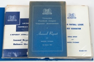VICTORIAN FOOTBALL LEAGUE UMPIRES ASSOCIATION: Annual Reports 1961-1981 inclusive plus several associated items. Rarely seen.