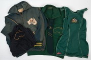 Beverley Ann BAINBRIDGE (nee Spargo, 1940 - 2016) 1956 Team track suit top with official label and Australian Team emblem; 1956 Australian Team tie; another Australian Team track suit top (probably Australian Team to Cardiff Games 1958) and two Australian