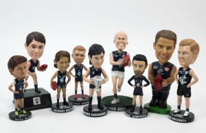 CARLTON Player Hyundai bobbleheads including Stephen Kernahan, Anthony Koutoufides, Marc Murphy, Patrick Cripps, and 2 others; also a few by other makers. (9).