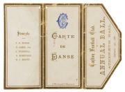 1880 'Carte de Danse, Carlton Football Club, Annual Ball, Athenaeum Hall, September 14th, 1880'. Printed by E. Whitehead & Co., Melbourne. A very attractive and early item of Carlton Football Club memorabilia; almost certainly unique. - 3