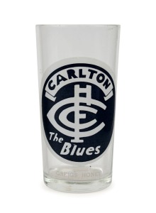 circa 1957 Greig's Honey football glass for Carlton. Fine condition (with 'GREIG'S HONEY' imprint at base below the Carlton logo).