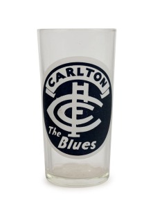 circa 1957 Greig's Honey football glass for Carlton. Fine condition (no 'Greig's Honey' at base). Purchased at our June 2011 Sports Memorabilia Auction: $495 incl. BP.