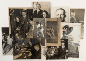 A collection of original press photos, circa 1934-38, most featuring Bradman and his wife as well as several action shots (10 items, various sizes)