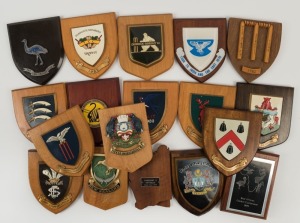 CRICKET PLAQUES: A collection including Claremont & Cottesloe Asian Tour 1977, East African Cricket Conference 1979. Tour to India and Far East 1979, I.C.C. Associate Members Trophy 1982, Derrick Robins' XI and 13 others. (18 total)