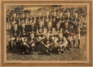 1934 CARLTON Team photograph by Charles Boyles; the image 11 x 15.5cm; framed & glazed 20.5 x 25.5cm. The image depicts the Carlton Seniors Team for Round 8 vs Melbourne. 