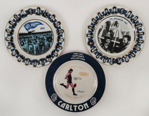 Limited Edition Commemorative Platters: 1982 VFL Premiers (Plate No.13); 1987 VFL Premiers (Plate No.003); and 1997 AFL Captain's Collection - Stephen Kernahan (#543/1500). Toatl: 3 items.