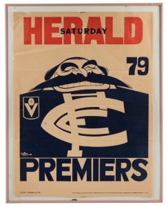 1979 WEG Premiership poster; some faults mainly to upper left corner; framed, overall 72 x 56cm.