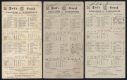 May, July and August, 1945, Lord's Ground scorecards for three charity matches, England V. Dominions, England V. Australia (2). The Australian team was captained by Lindsay Hassett on both occasions; the Dominions team captained by Learie Constantine and