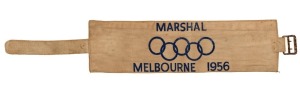 Official Armband, 'Marshal / (Olympic rings) / Melbourne 1956'.