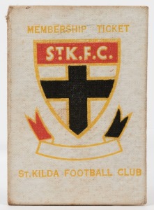 ST. KILDA: 1947 Member's Season Ticket (#2108), with Fixture List & holes punched for each game attended; issued in the name of G. Moss.