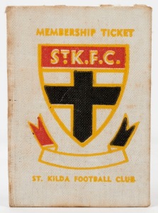 ST. KILDA: 1951 Member's Season Ticket (#1035), with Fixture List, details of the Club Leadership & holes punched for each game attended; issued in the name of R.G.W. Moss.