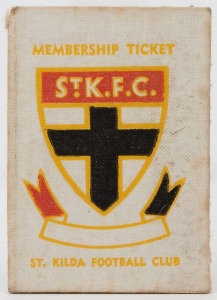 ST. KILDA: 1952 Member's Season Ticket (#1985), with Fixture List, details of the Club Leadership & holes punched for each game attended; issued in the name of R.G.W. Moss.