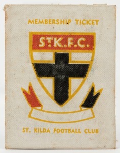 ST. KILDA: 1954 Member's Season Ticket (#1543), with Fixture List, details of the Club Leadership & holes punched for each game attended; issued in the name of R.G.W. Moss.