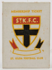 ST. KILDA: 1955 Member's Season Ticket (#2684), with Fixture List, details of the Club Leadership & holes punched for each game attended; issued in the name of R.G.W. Moss.