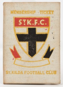 ST. KILDA: 1949 Member's Season Ticket (#1588), with Fixture List, details of the Club Leadership & holes punched for each game attended; issued in the name of R.G.W. Moss.