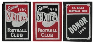 ST. KILDA: 1960 Member's Season Ticket (#201), with Fixture List, details of the Club Leadership & holes punched for each game attended; issued in the name of G. Moss; accompanied by two additional tickets: a Scholar's Ticket (#1245) issued in the name of