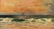 N. McDONALD, seascape, oil on Winsor & Newton board, initialled and dated lower right "N. Mc.D., 1905", ​​​​​​​34 x 61.5cm, 46 x 73cm overall - 2