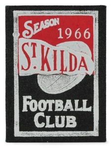 ST. KILDA: 1966 Member's Season Ticket (#242), with Fixture List, details of the Club Leadership & holes punched for each game attended; issued in the name of G. Moss. Additionally hand-stamped "CLUB DONOR". St Kilda finished in 2nd position on the ladde