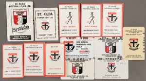 ST. KILDA: 1980 - 1992 Membership Cards, complete range. (13).