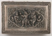 A Burmese silver box with timber lining, 20th century, stamped "95% SILVER, BURMESE" with additional maker's marks, ​​​​​​​8cm high, 19cm wide, 12cm deep, 852 grams total including timber lining - 2