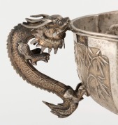 An antique Chinese export silver bowl with dragon handles, 19th century, seal mark to base, ​​​​​​​10cm high, 20.5cm wide, 276 grams - 3