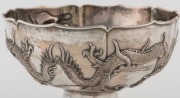 WING ON Chinese export silver bowl of lotus form with dragon decoration, early 20th century, stamped "SILVER" with two seal marks, 9cm high, 15cm wide, 222 grams - 2