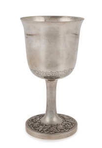 LEECHING Chinese export silver goblet with floral decoration, 19th century, stamped "L.C. LEECHING", 18cm high, 276 grams