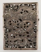 An antique Chinese pierced silver card case with dragon decoration,19th/20th century, marks rubbed, ​​​​​​​10cm high, 104 grams - 2