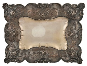 An impressive Continental silver bowl with repousse floral decoration, 19th/20th century, stamped "800 ADELIO, Battuto A'Mano", 43cm wide, 1314 grams